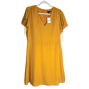 NWT J. Crew Mercantile Size 14 Mustard Tie Sleeve Flare Mini Dress